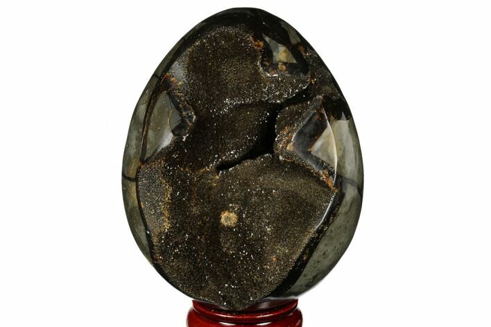 Septarian Dragon Egg Geode - Black Crystals #177421